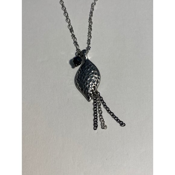 Lia Sophia Fine Art Necklace W/ Shell Pendant & Glass Bead Adjustable Chain Sliv - Picture 3 of 6